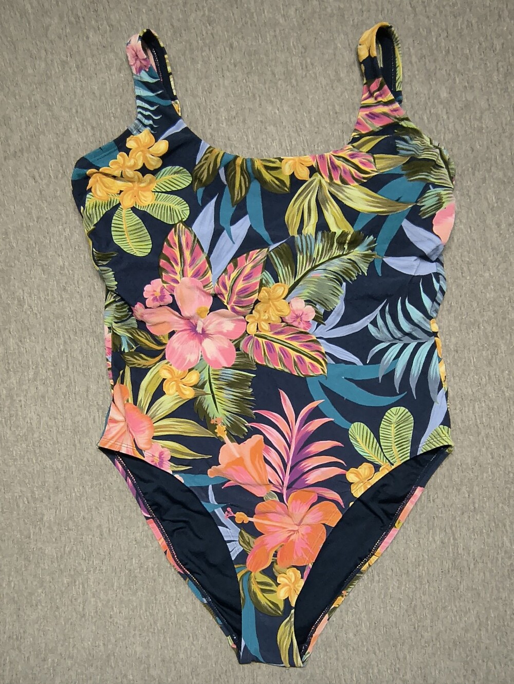 Lands’ End Tropical Crepe Tie‑Back One‑Piece Swimsuit – Multi L NWT